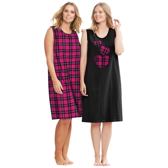 Dreams & Co. Women's Plus Size 2-Pack Sleeveless Sleepshirt