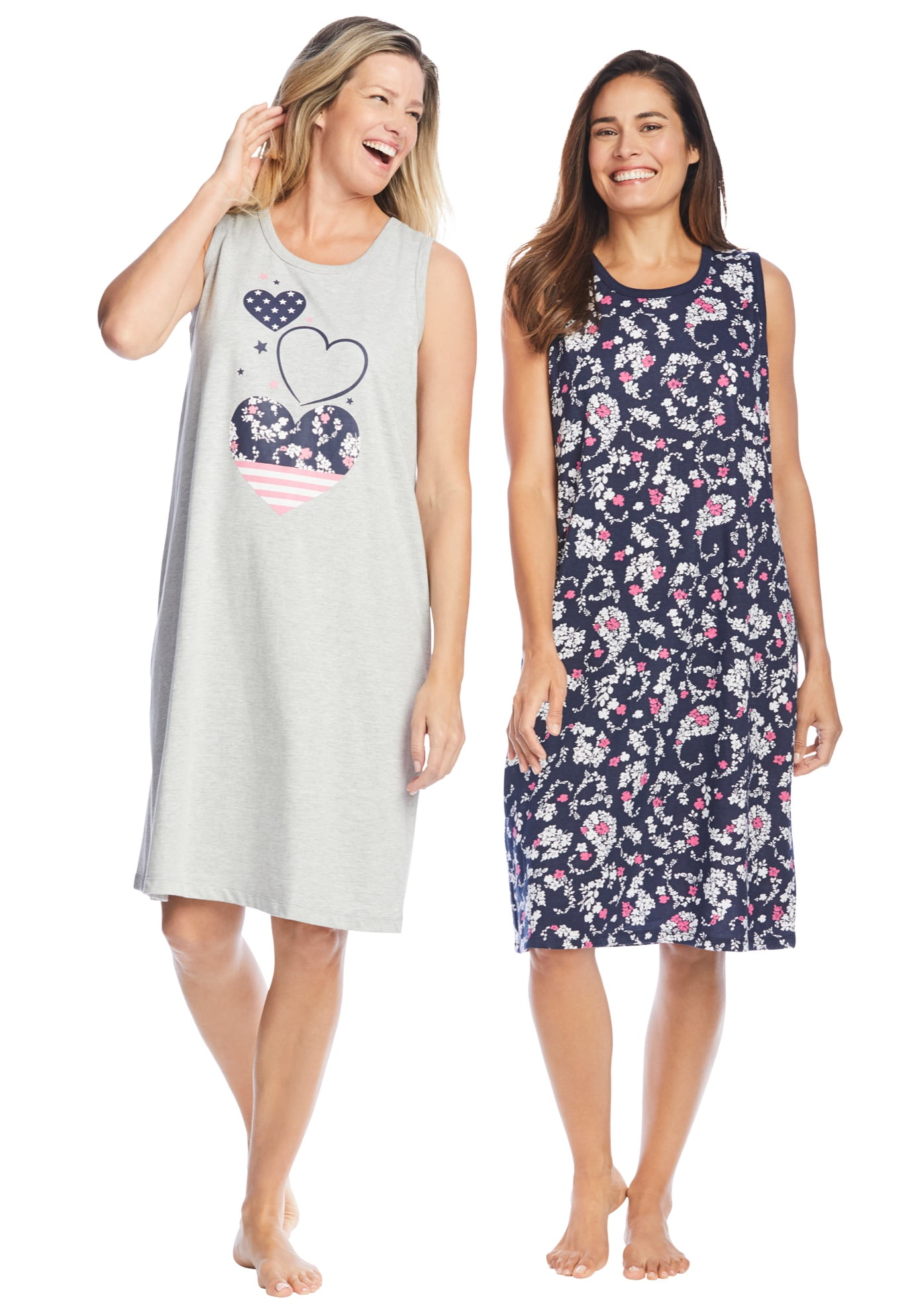 Dreams & Co. Women's Plus Size 2-Pack Sleeveless Sleepshirt - 26/28 ...