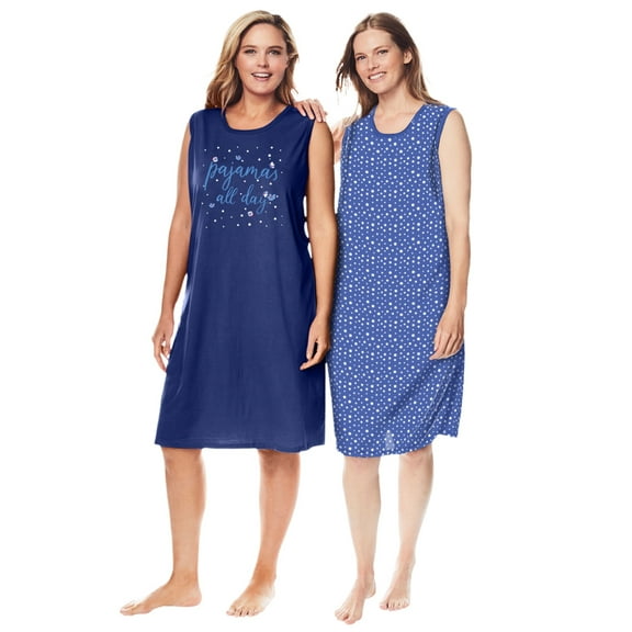 Dreams & Co. Plus Size 2-Pack Sleeveless Sleepshirt