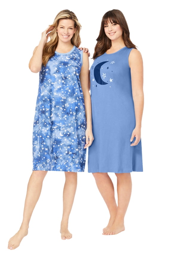 Plus Size 2-Pack Sleeveless Sleepshirt