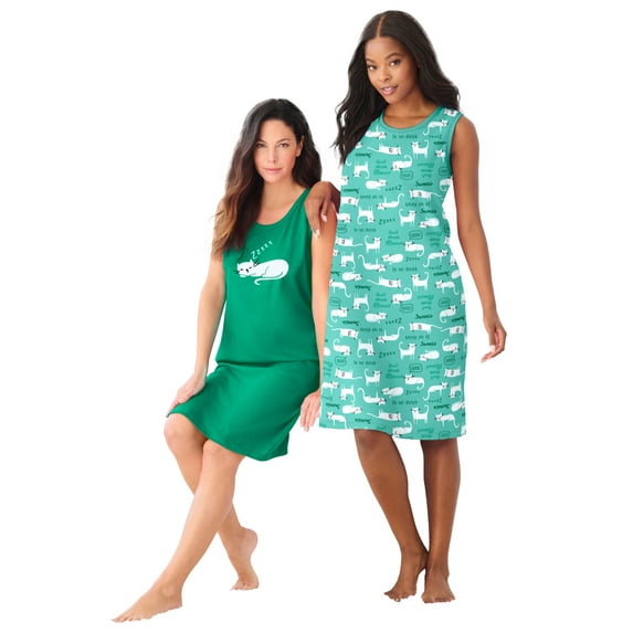 Dreams & Co. Plus Size 2-Pack Sleeveless Sleepshirt