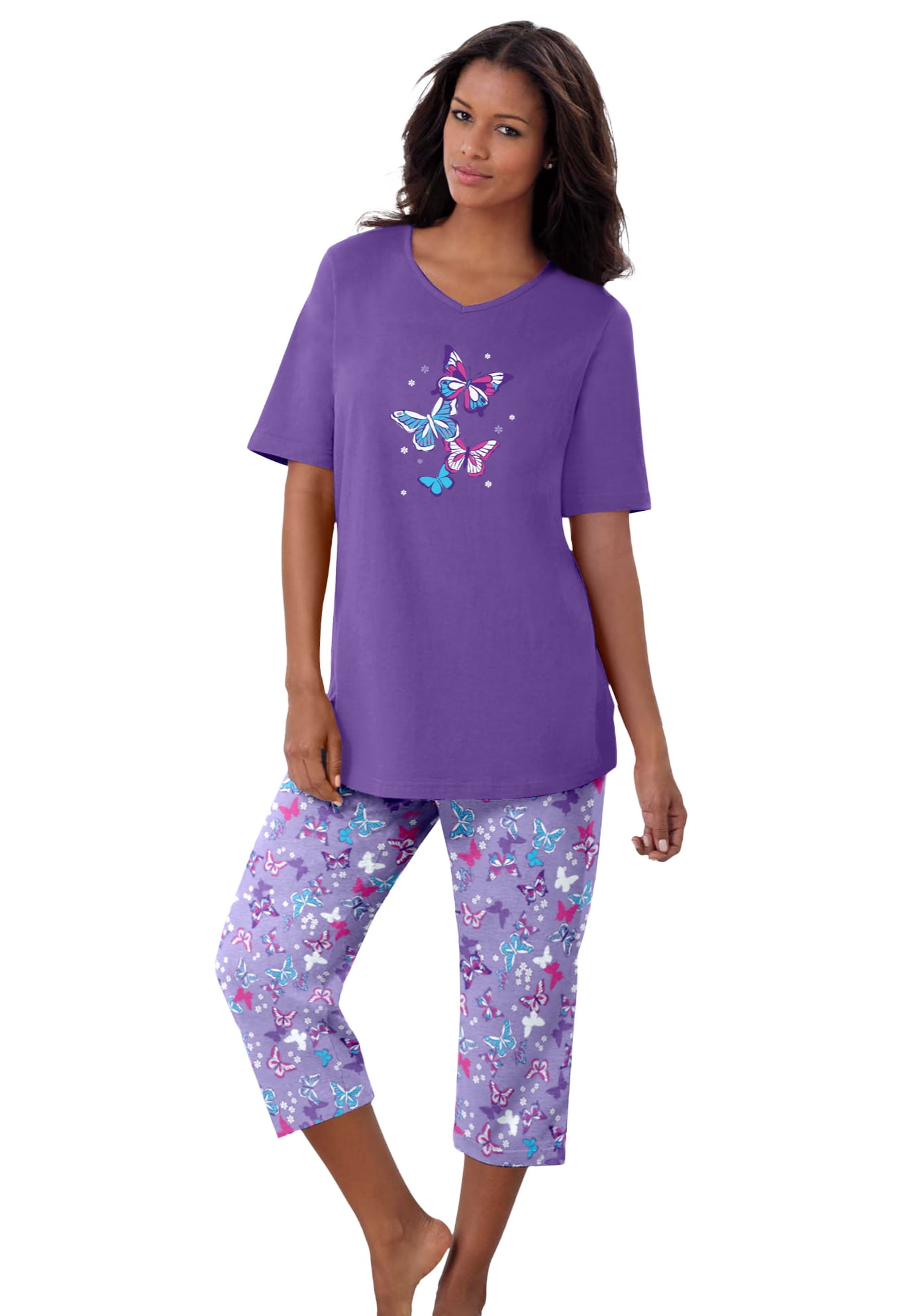 Dreams Co. Women s Plus Size Knit Pj Short Set Walmart