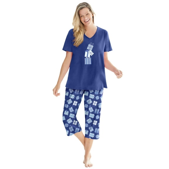 Dreams & Co. Plus Size 2-Piece Capri PJ Set