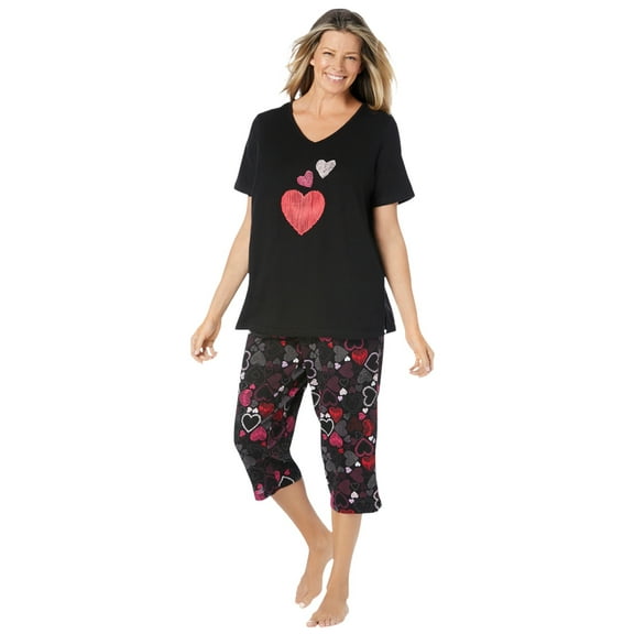 Dreams & Co. Plus Size 2-Piece Capri PJ Set