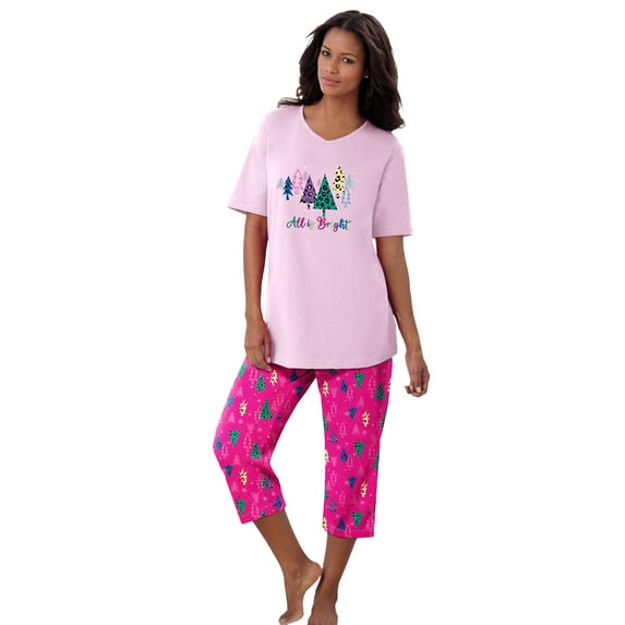 Dreams & Co. Plus Size 2-Piece Capri PJ Set
