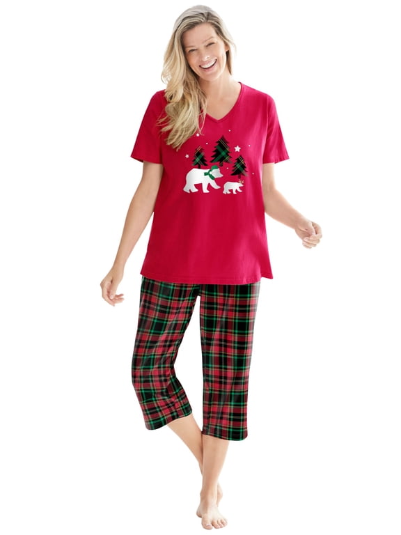 Plus Size 2-Piece Capri Cotton PJ Set