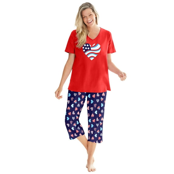 Dreams & Co. Plus Size 2-Piece Capri PJ Set