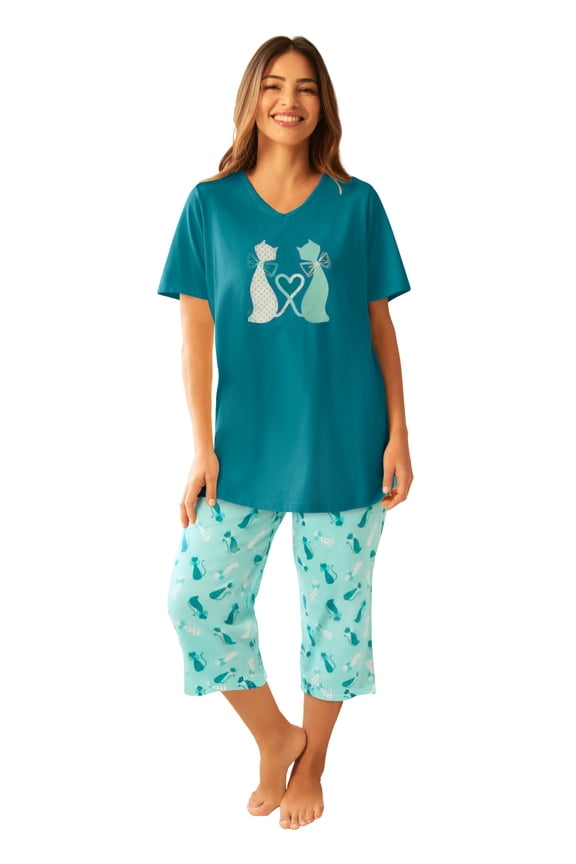 Plus Size 2-Piece Capri Cotton PJ Set