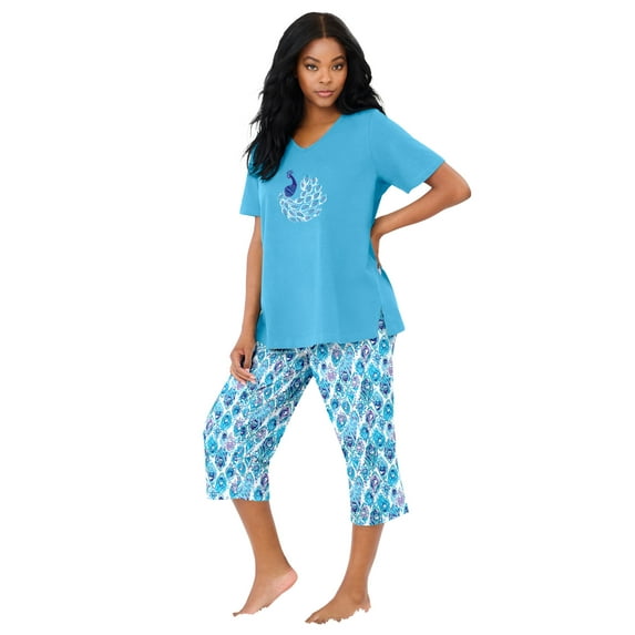 Dreams & Co. Plus Size 2-Piece Capri PJ Set