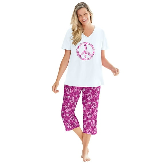 Dreams & Co. Plus Size 2-Piece Capri PJ Set