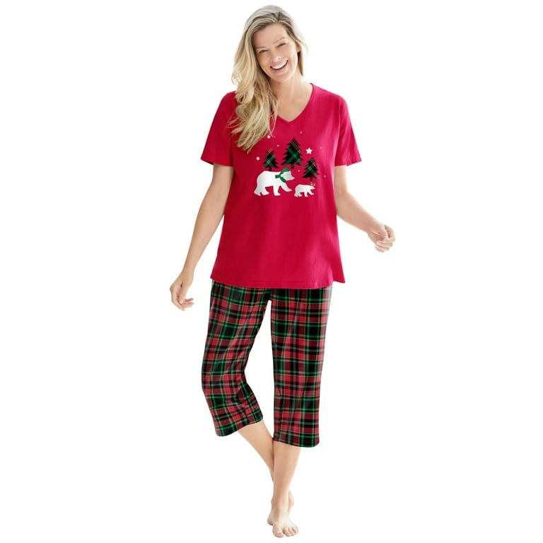 Dreams & Co. Women's Plus Size 2-Piece Capri Pj Set Pajamas - M, Heather  Grey Spring Dog Gray at  Women's Clothing store