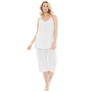 Dreams & Co. Women's Plus Size Breezy Eyelet Knit Tank & Capri Pj Set Pajamas