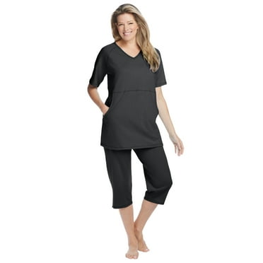 Dreams & Co. Plus Size Capri Lounge Set