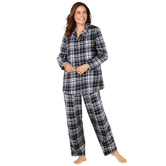 Dreams & Co. Plus Size Petite Classic Flannel Pajama Set