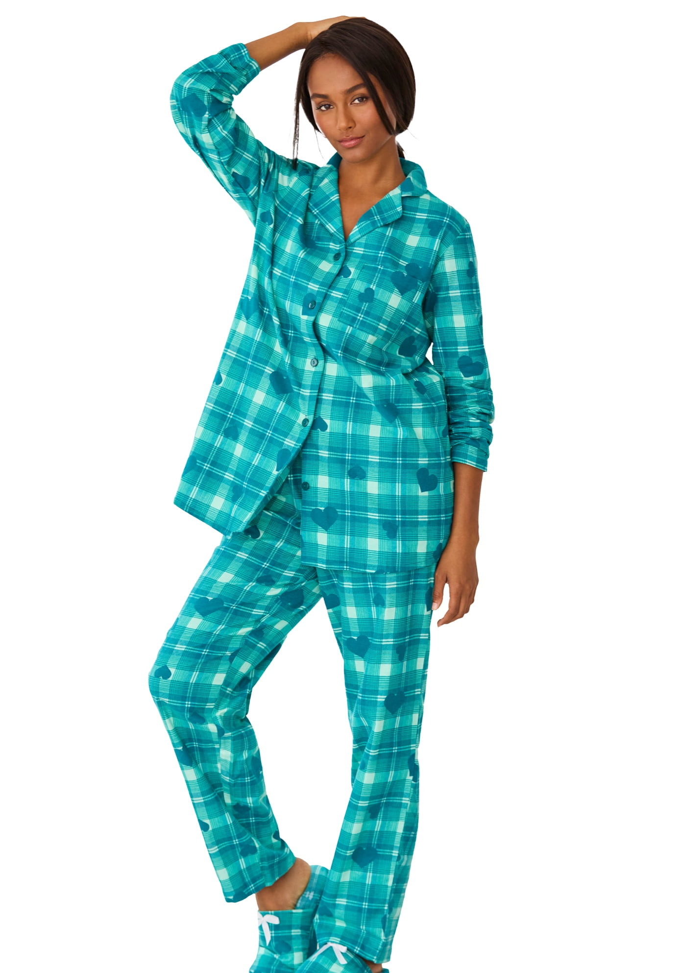 Dreams Co. Women s Plus Size Classic Flannel Pajama Set Walmart
