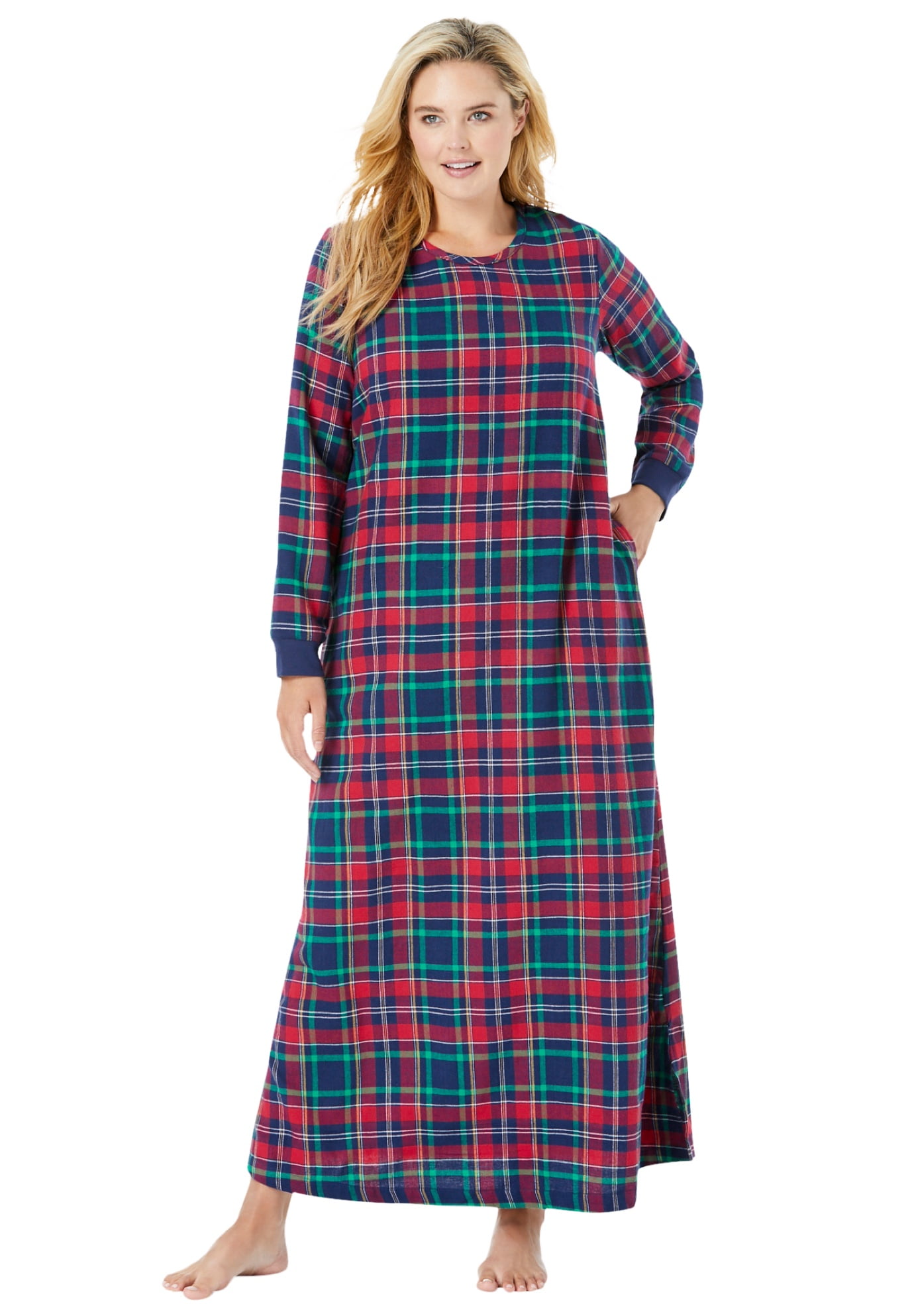 Dreams & Co. Women's Plus Size Cotton Flannel Dress or Nightgown Dress ...
