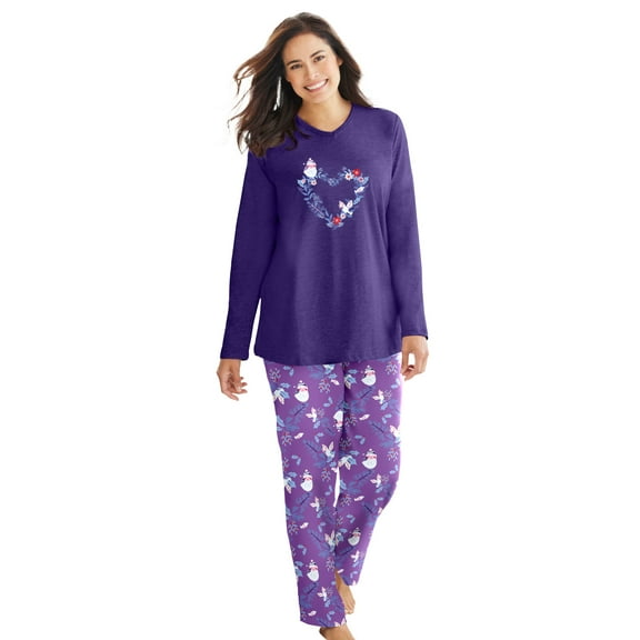 Dreams & Co. Plus Size Cozy Pajama Set