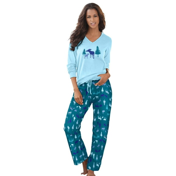 Dreams & Co. Plus Size Cozy Pajama Set