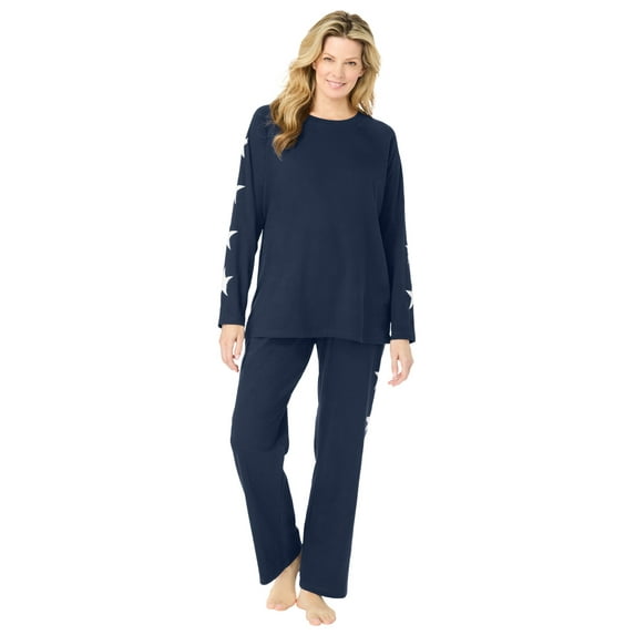 Dreams & Co. Plus Size Dreams & Co Side Print Pajama Set