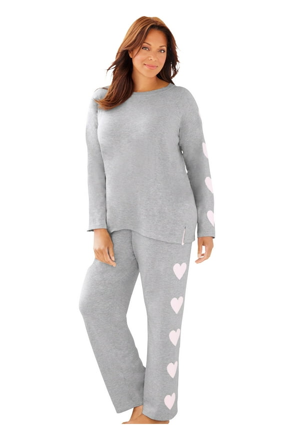 Plus Size Dreams & Co Side Print Pajama Set