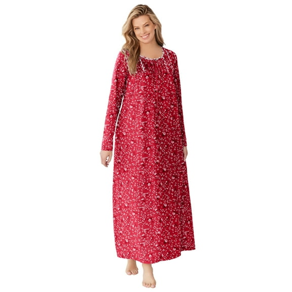 Dreams & Co. Plus Size Floral Knit Gown