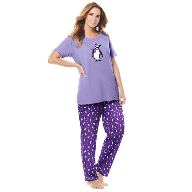 Dreams & Co. Women's Plus Size Graphic Tee Pj Set Pajamas