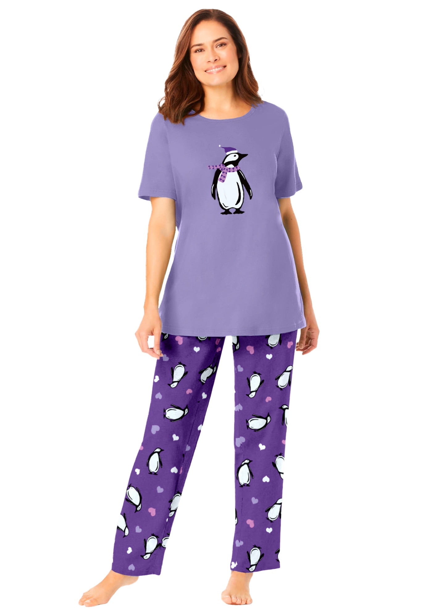 Dreams & Co. Women's Plus Size Graphic Tee Pj Set Pajamas