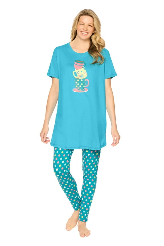 Plus Size Graphic Tunic PJ Set