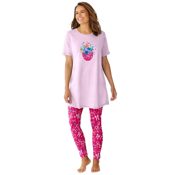 Dreams & Co. Plus Size Graphic Tunic PJ Set
