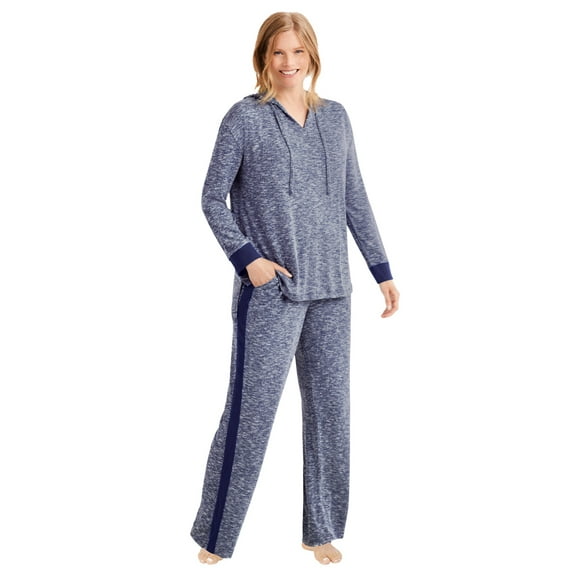 Dreams & Co. Plus Size Hooded Marled Jersey Top