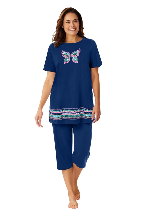 Plus Size Knit Capri Sleep Set