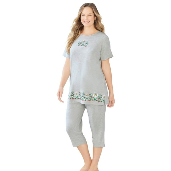 Dreams & Co. Plus Size Knit Capri Sleep Set