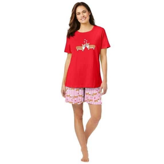 Dreams & Co. Women's Plus Size Knit Pj Short Set