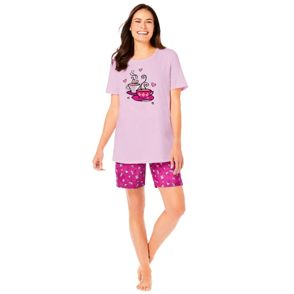 Dreams & Co. Plus Size Knit Pj Short Set