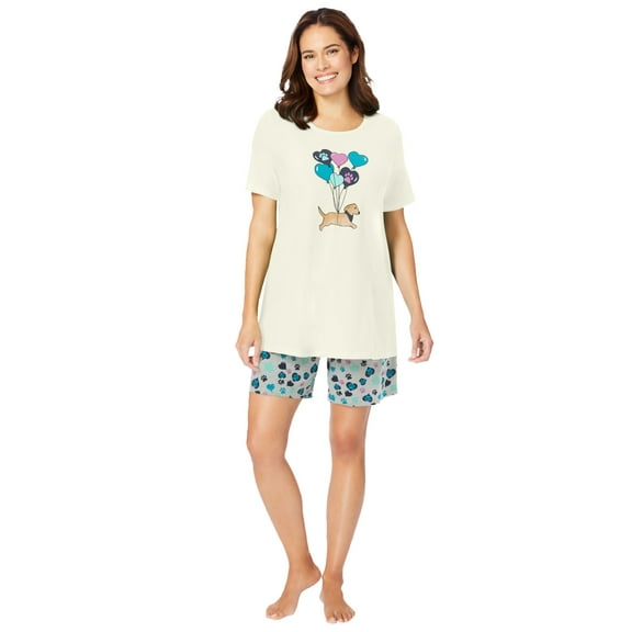 Dreams & Co. Plus Size Knit Pj Short Set