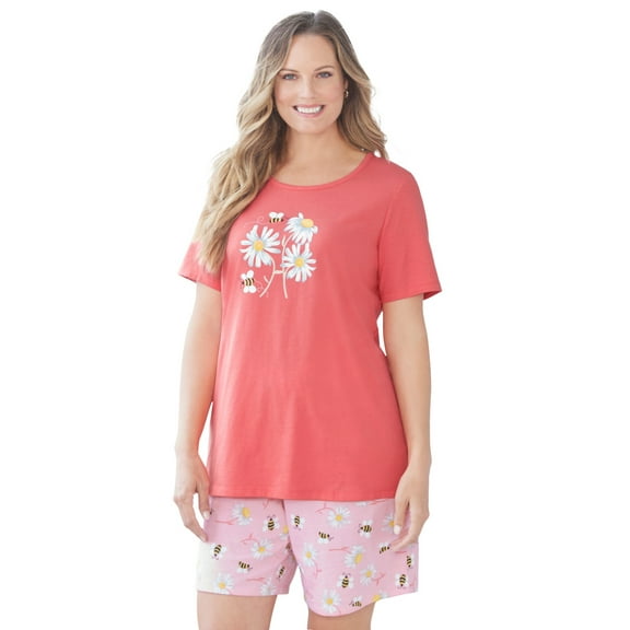 Dreams & Co. Plus Size Knit Pj Short Set