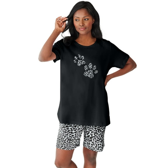 Dreams & Co. Plus Size Knit Pj Short Set