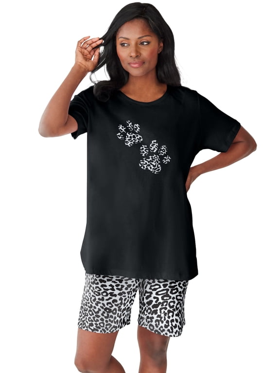 Plus Size Knit Pj Short Set