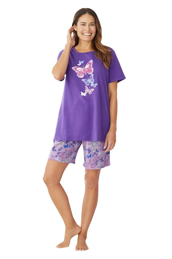 Plus Size Knit Pj Short Set