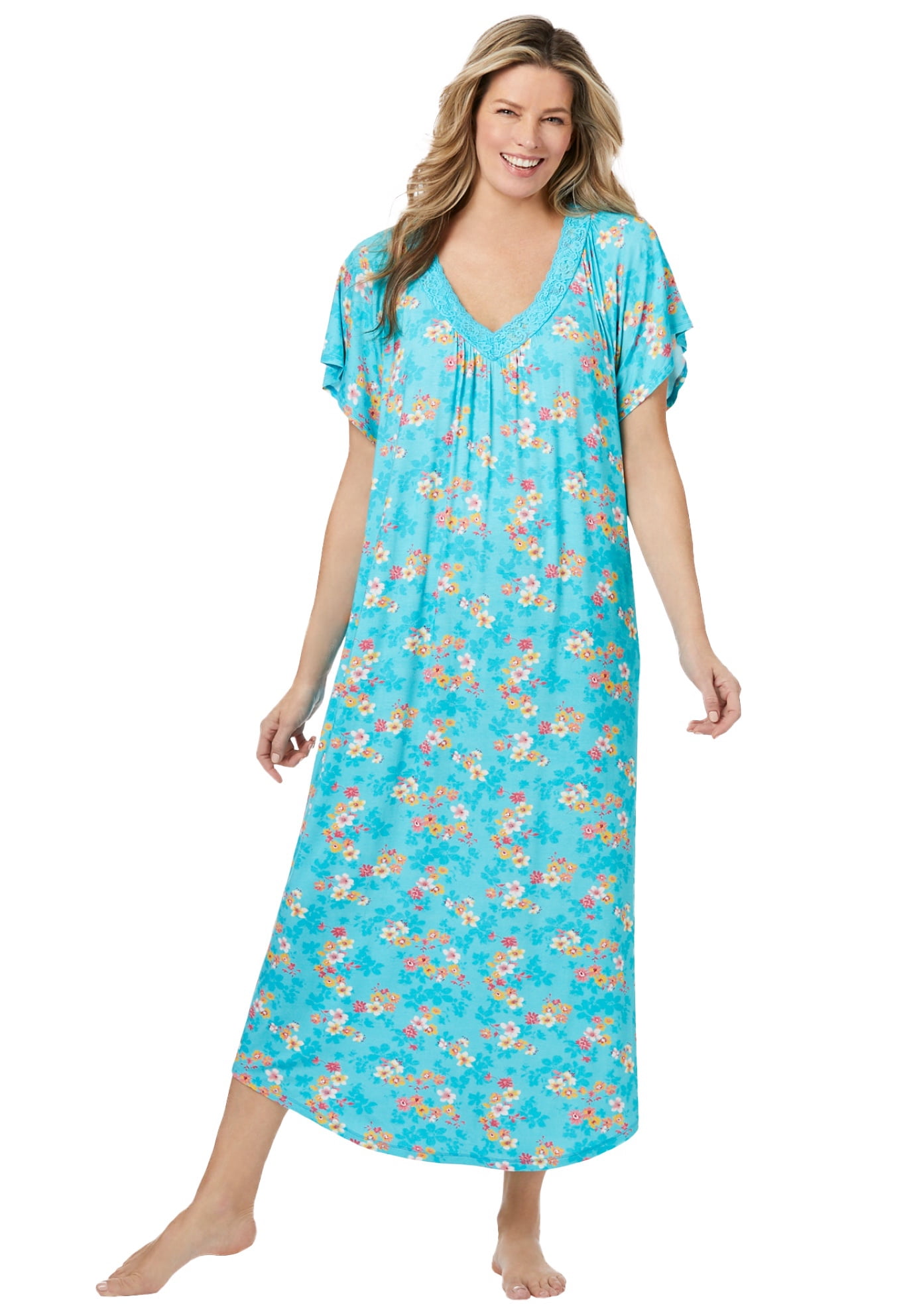 Dreams & Co. Women's Plus Size Lace Knit Gown