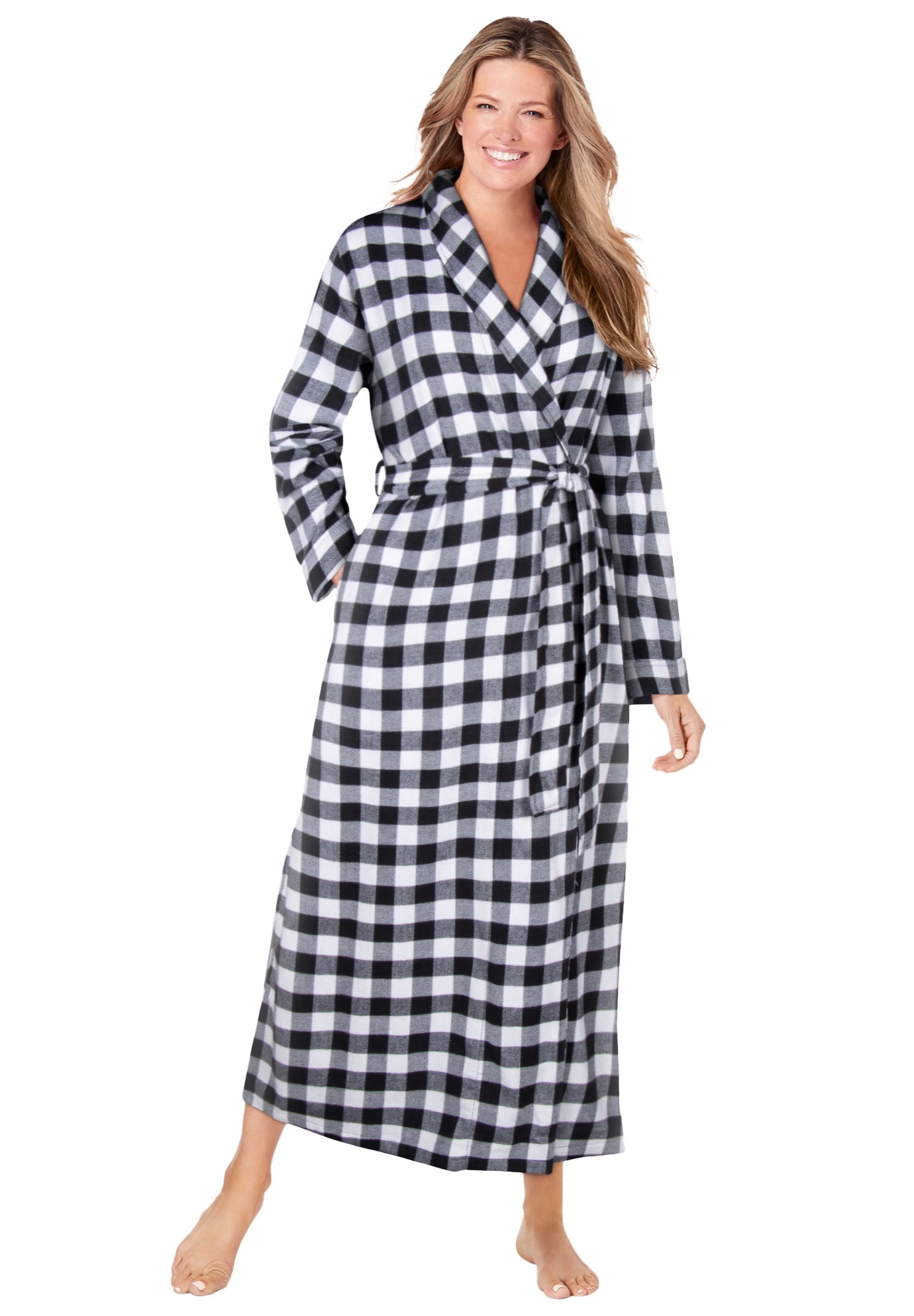 Dreams & Co. Women's Plus Size Long Flannel Robe Robe