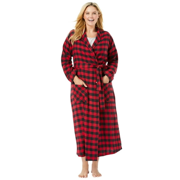 Dreams & Co. Plus Size Long Flannel Robe