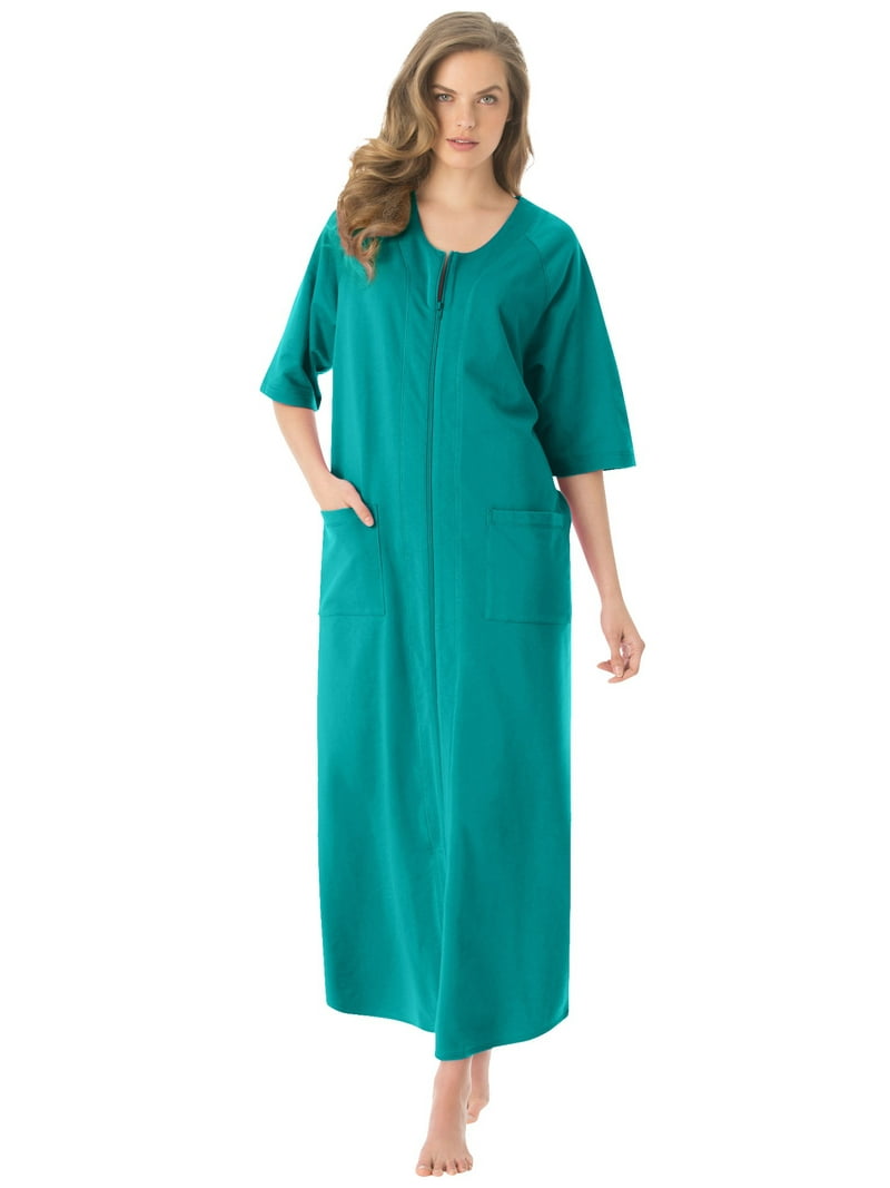 Dreams Women's Plus Size Long Cotton Bathrobe, Full Length