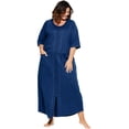 thumbnail image 1 of Dreams & Co. Plus Size Petite Long French Terry Zip-Front Robe, 1 of 6