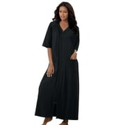 Dreams & Co. Women's Plus Size Long French Terry Zip-Front Robe Robe