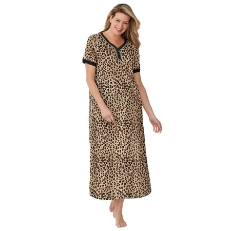 Dreams & Co. Plus Size Long Henley Sleepshirt