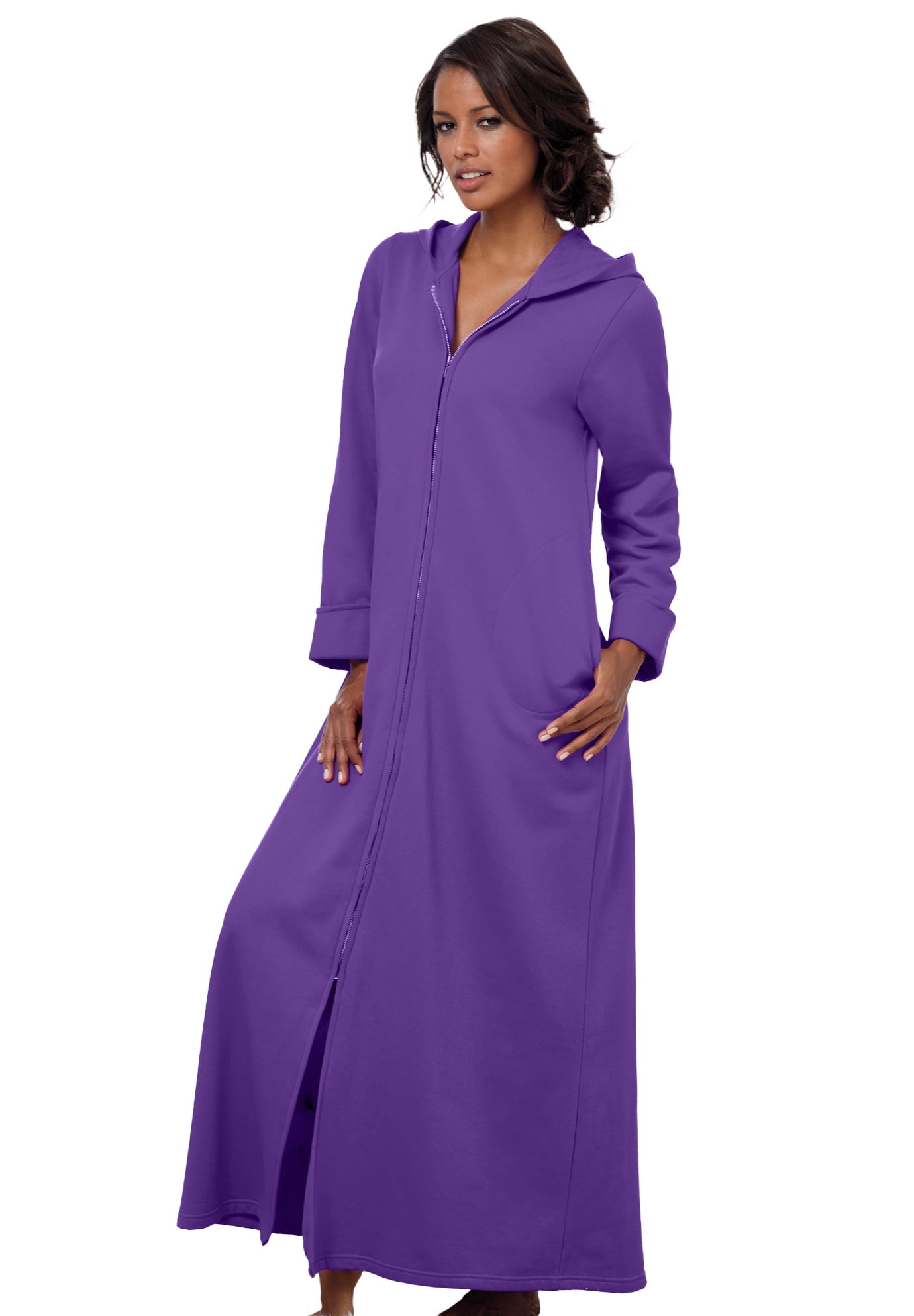Dreams & Co. Women's Plus Size Long Hooded Fleece Sweatshirt Robe - 4X ...