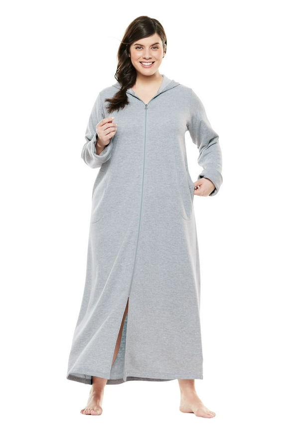 Plus Size Long Hooded Fleece Sweatshirt Robe