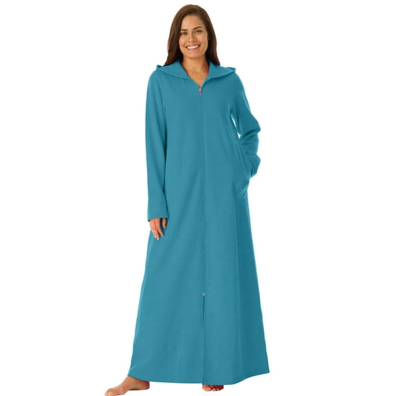 Dreams & Co. Plus Size Long Hooded Fleece Sweatshirt Robe