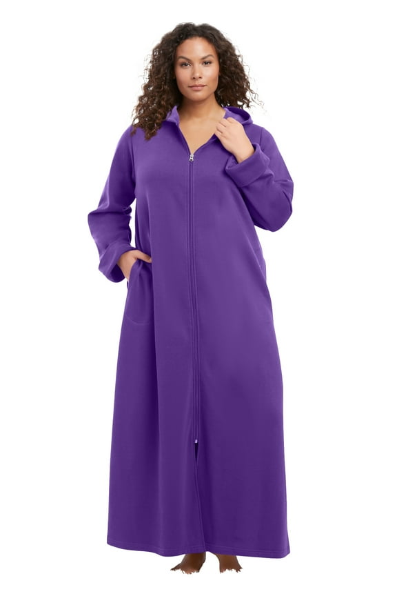 Plus Size Long Hooded Fleece Sweatshirt Robe